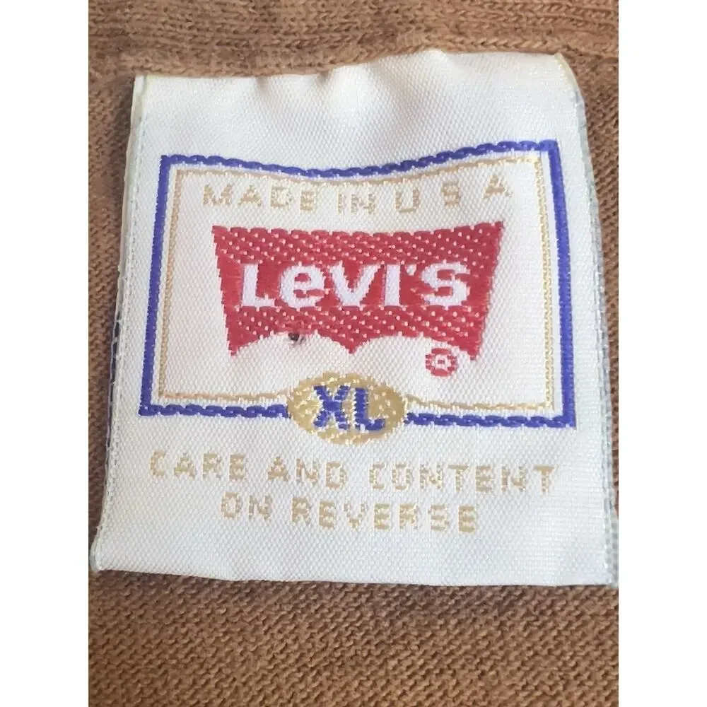 Vintage Levis Single Stitch Graphic T-Shirt XL Made in USA 1996 Typewriter Brown